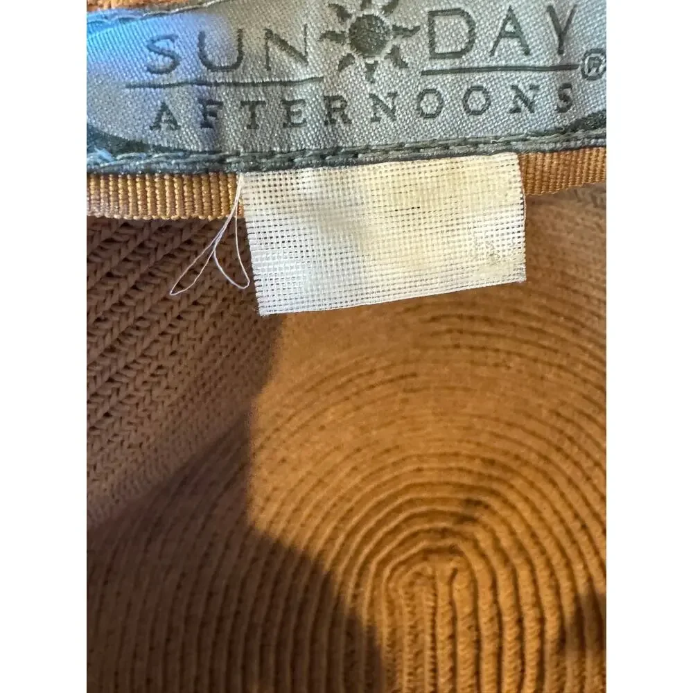 Sunday Afternoons Women’s Wide Brim Straw Sun Hat Brown Black Band One Size
